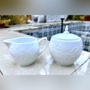 Haviland Limoges France "Provence Blanc" Creamer + Sugar Bowl, Rare Pristine NIB